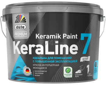 Краска акриловая DUFA Premium KeraLine Keramik Paint 7 моющаяся белая 2,5 л (МП00-006519)
